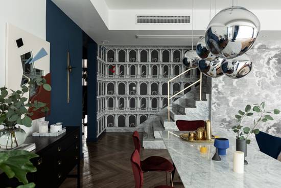 有时光画廊，有瑞霭祥云，还有浪漫浴室……这个290㎡梵高蓝现代风四居室美到爆！